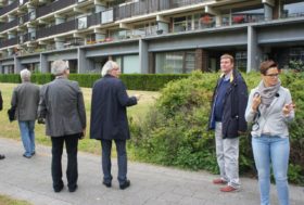 Visitors from Bremen at the Splayed Apartment Blocks in Ommoord